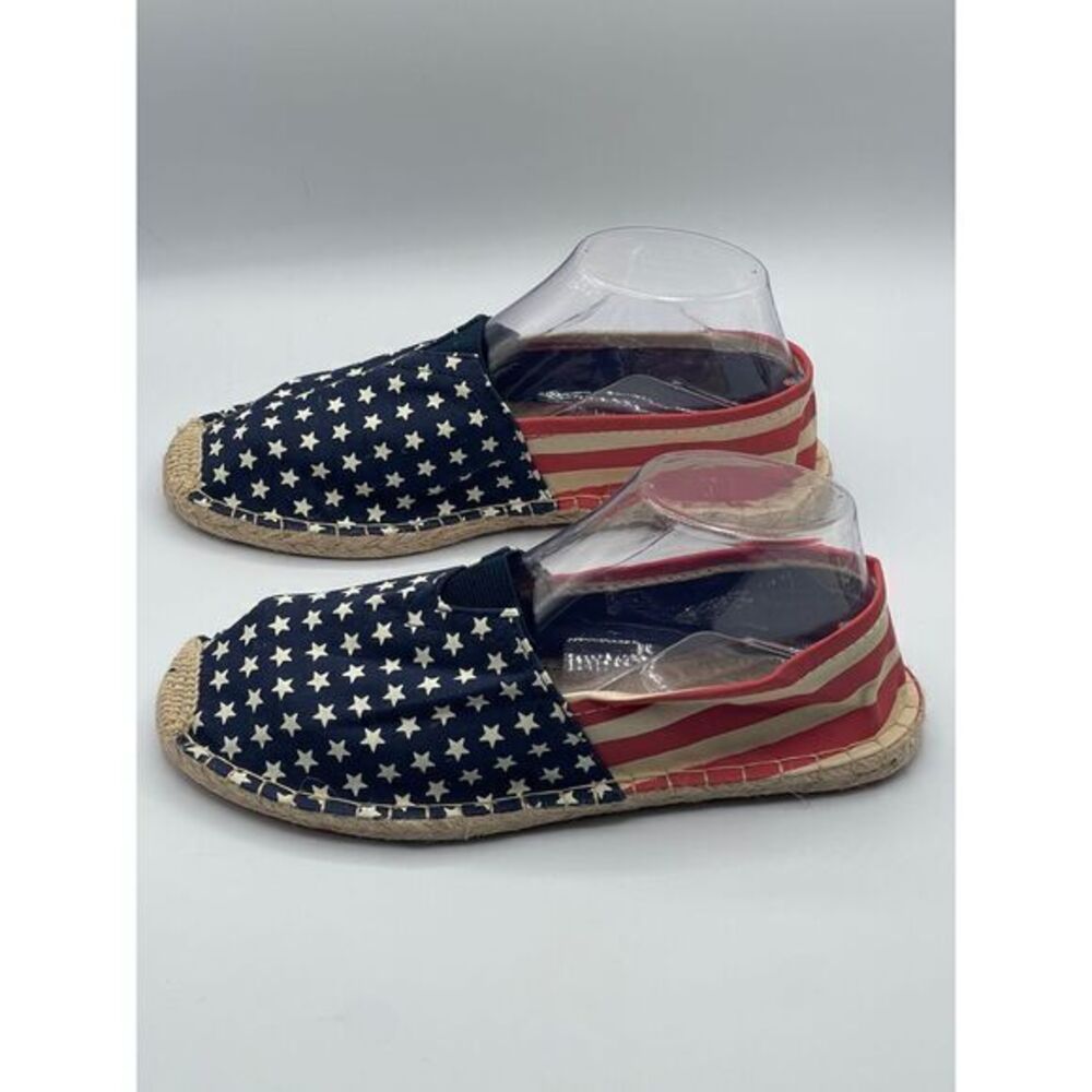 Navy‎ Blue and Red Flag Rope Wrapped Women's Flats Size 7.5